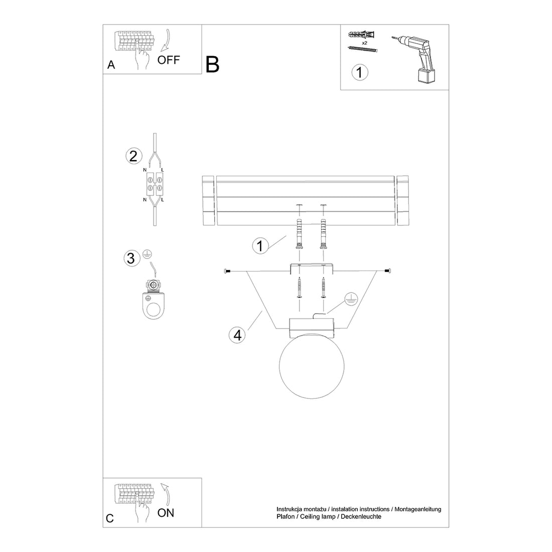 Ceiling lamp YOLI 1 black