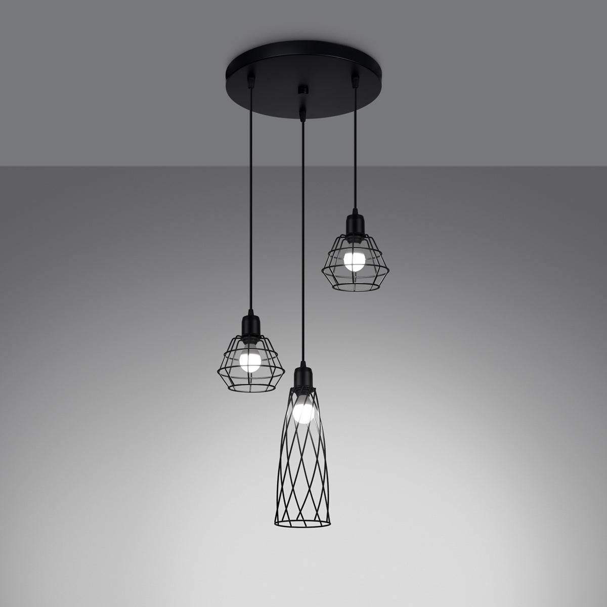 Pendant lamp SUBA 3P black