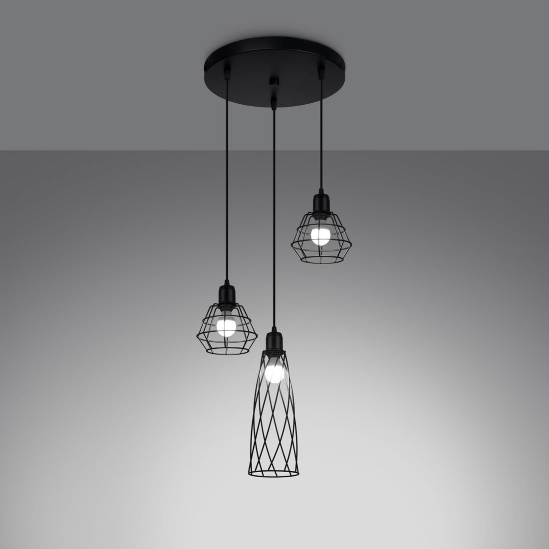 Pendant lamp SUBA 3P black