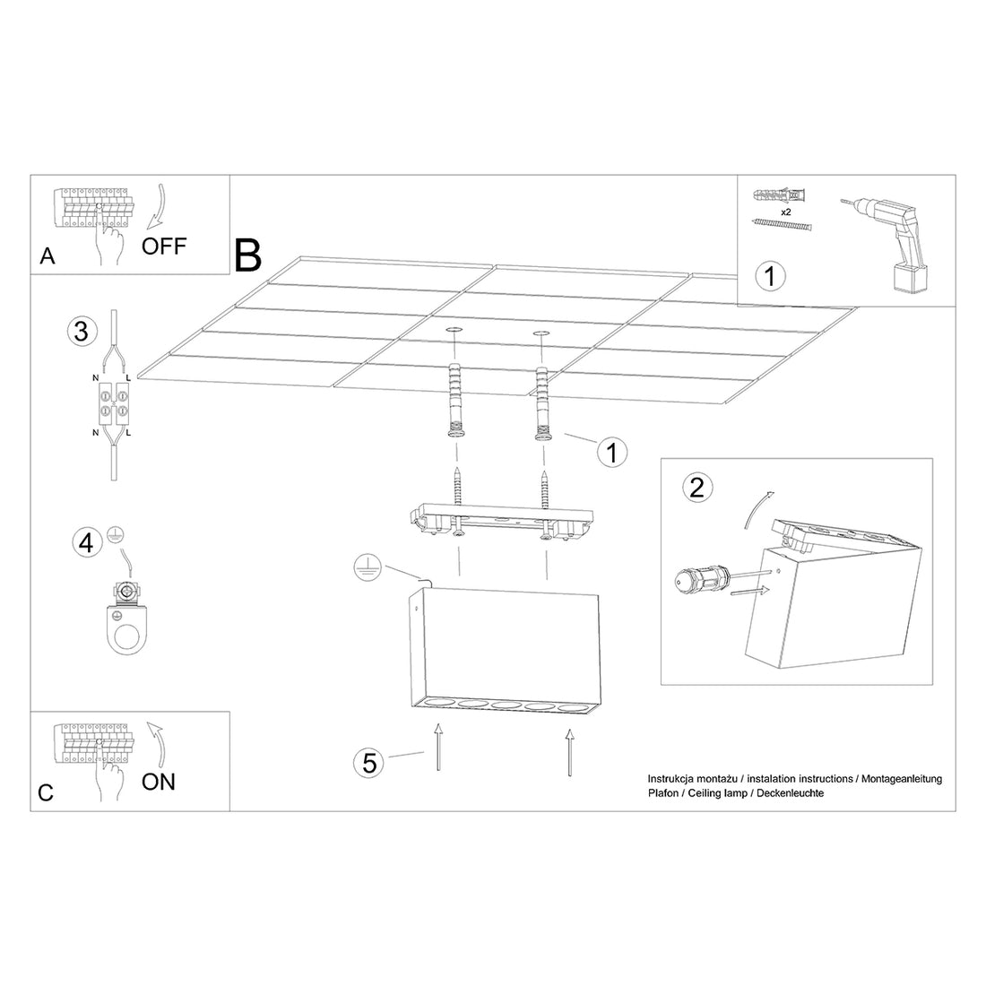Ceiling lamp SOLE black LED