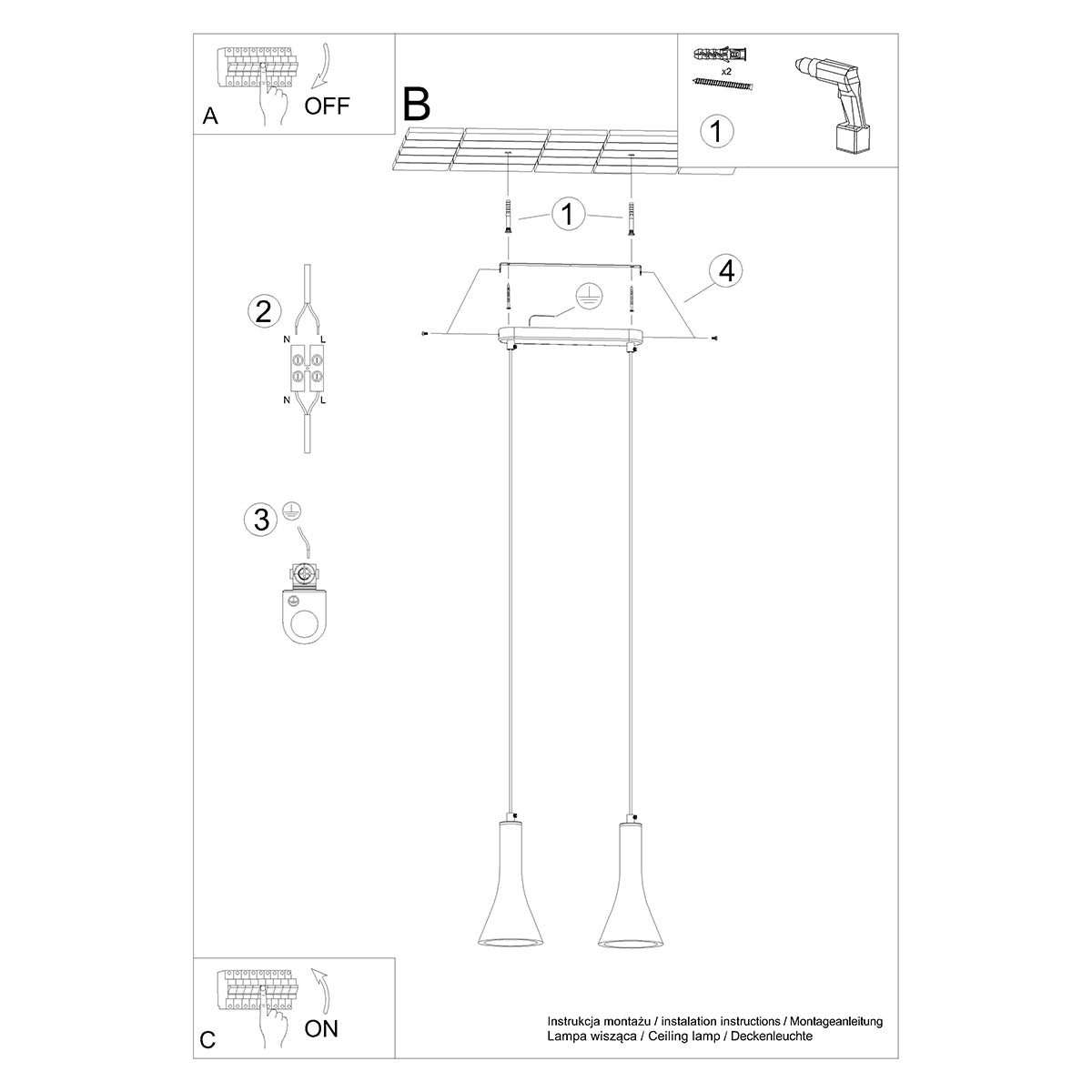 Pendant lamp REA 2 concrete