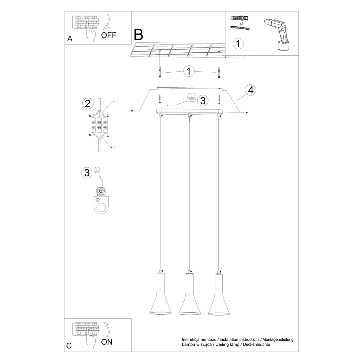 Pendant lamp REA 3L concrete