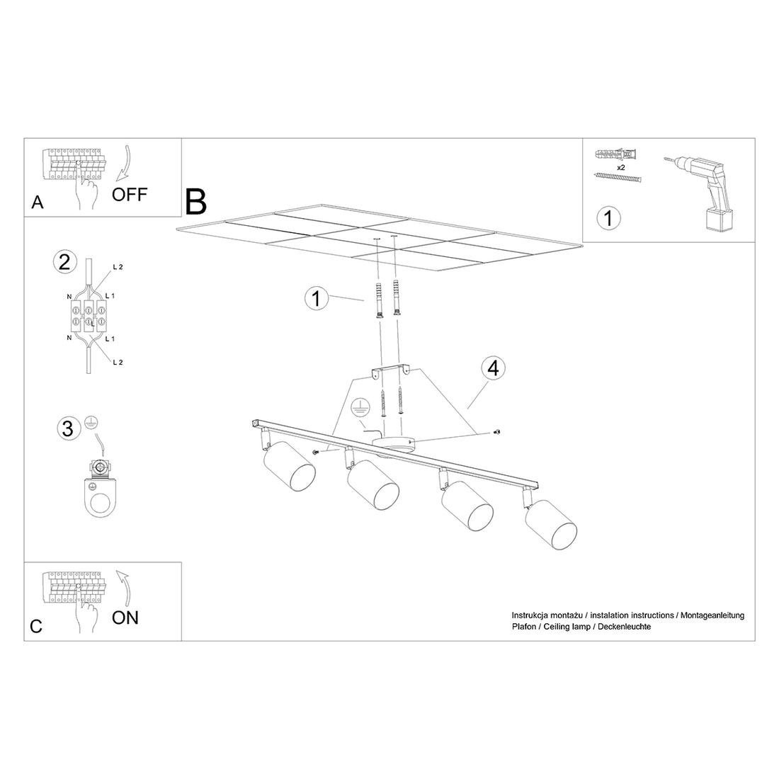 Ceiling lamp LEMMI 4L white