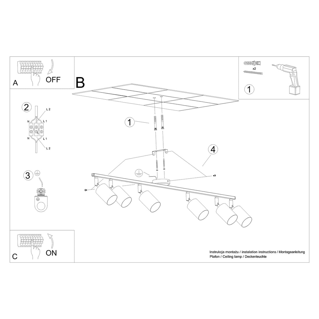 Ceiling lamp LEMMI 6L white