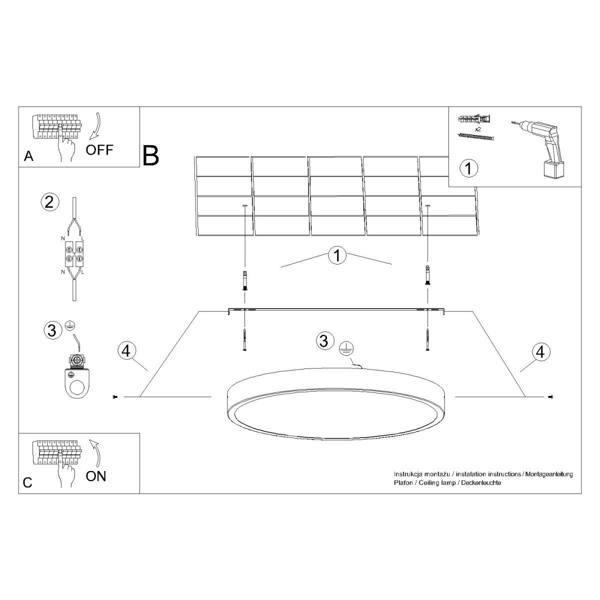 Ceiling lamp ONYX 30 white LED 3000K