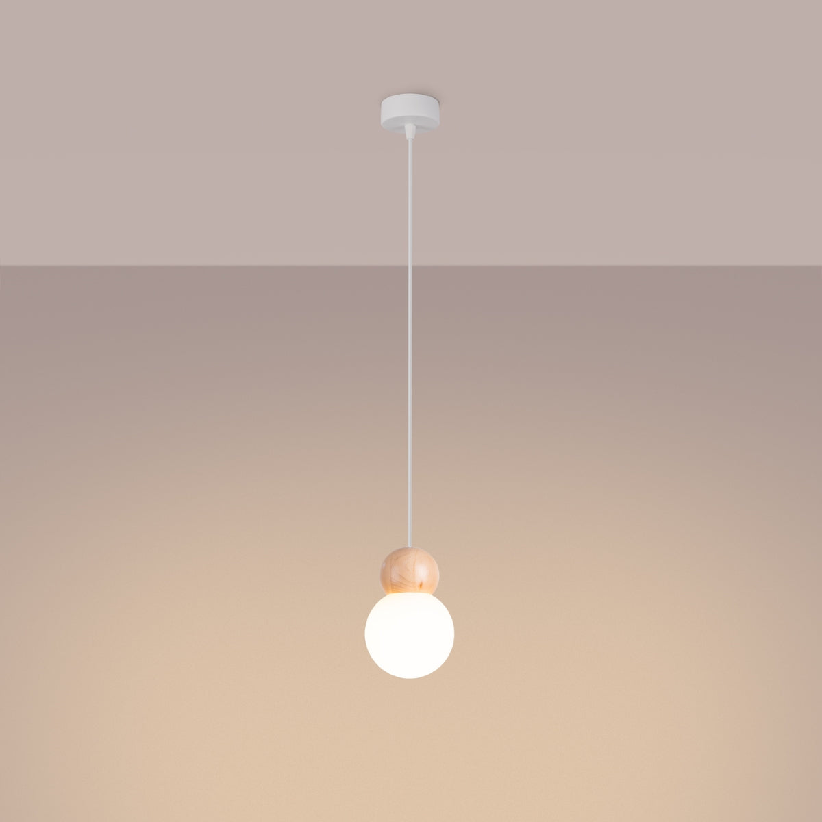 Pendant lamp PEKKA 1 white/natural wood