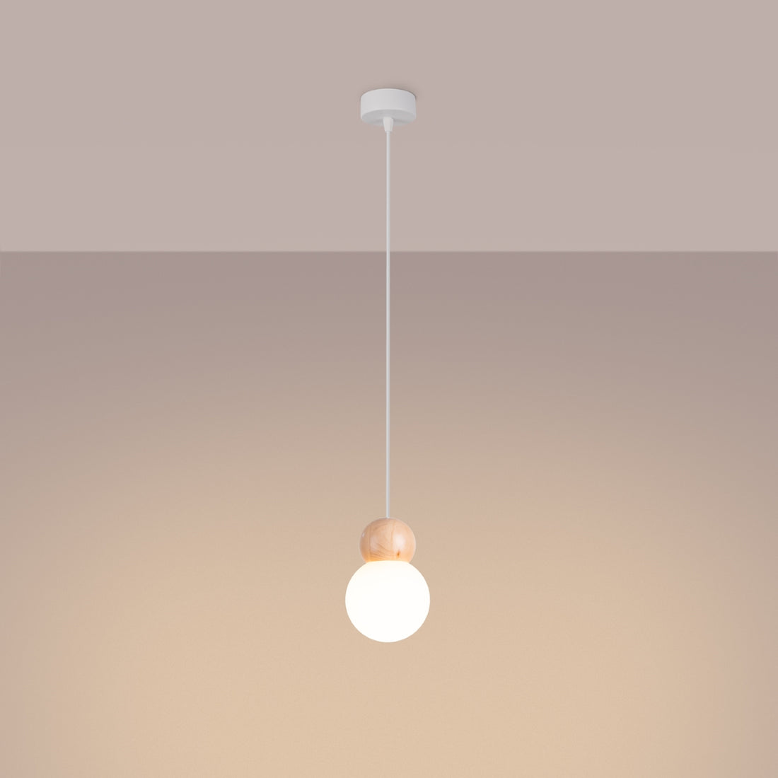 Pendant lamp PEKKA 1 white/natural wood