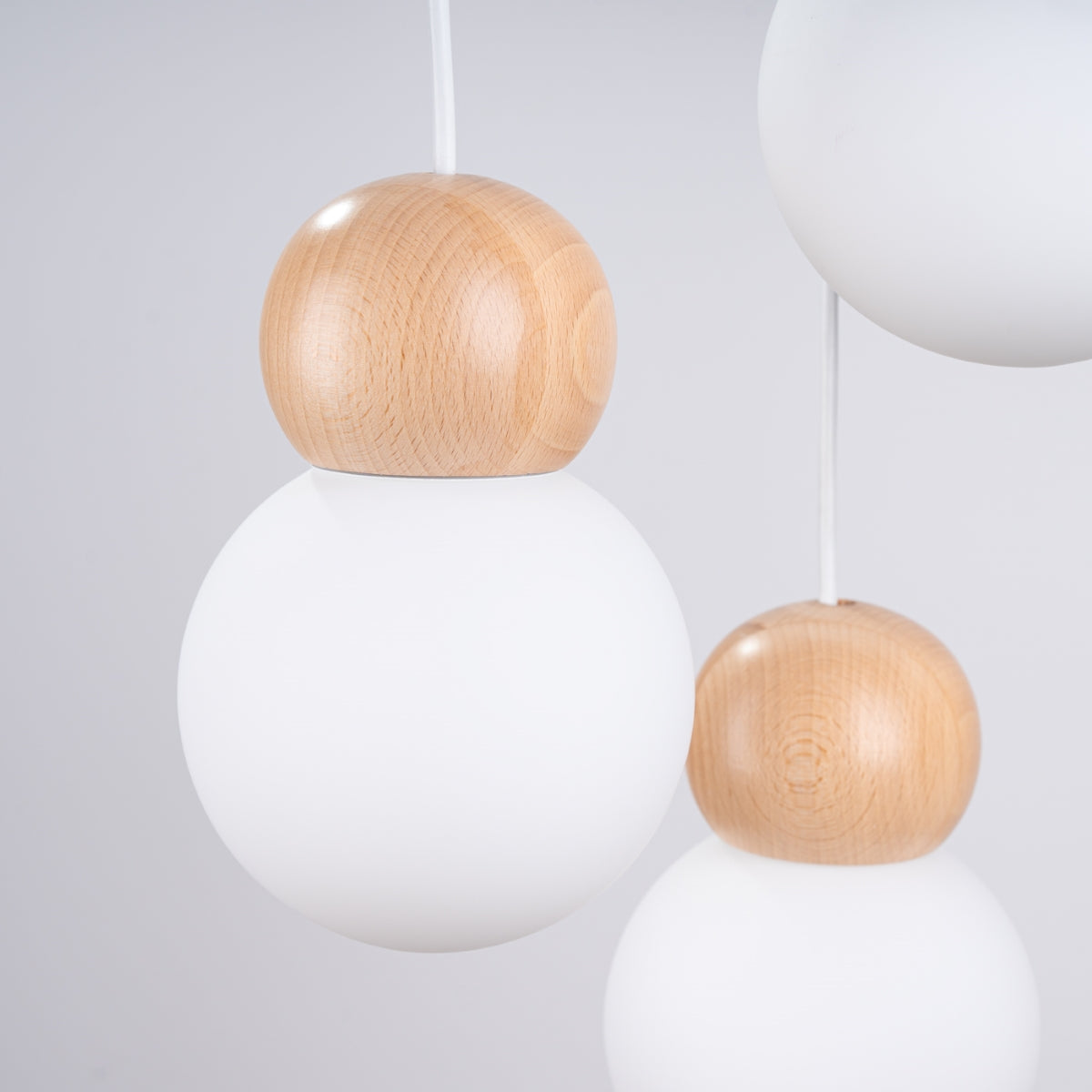 Pendant lamp PEKKA 3P white/natural wood