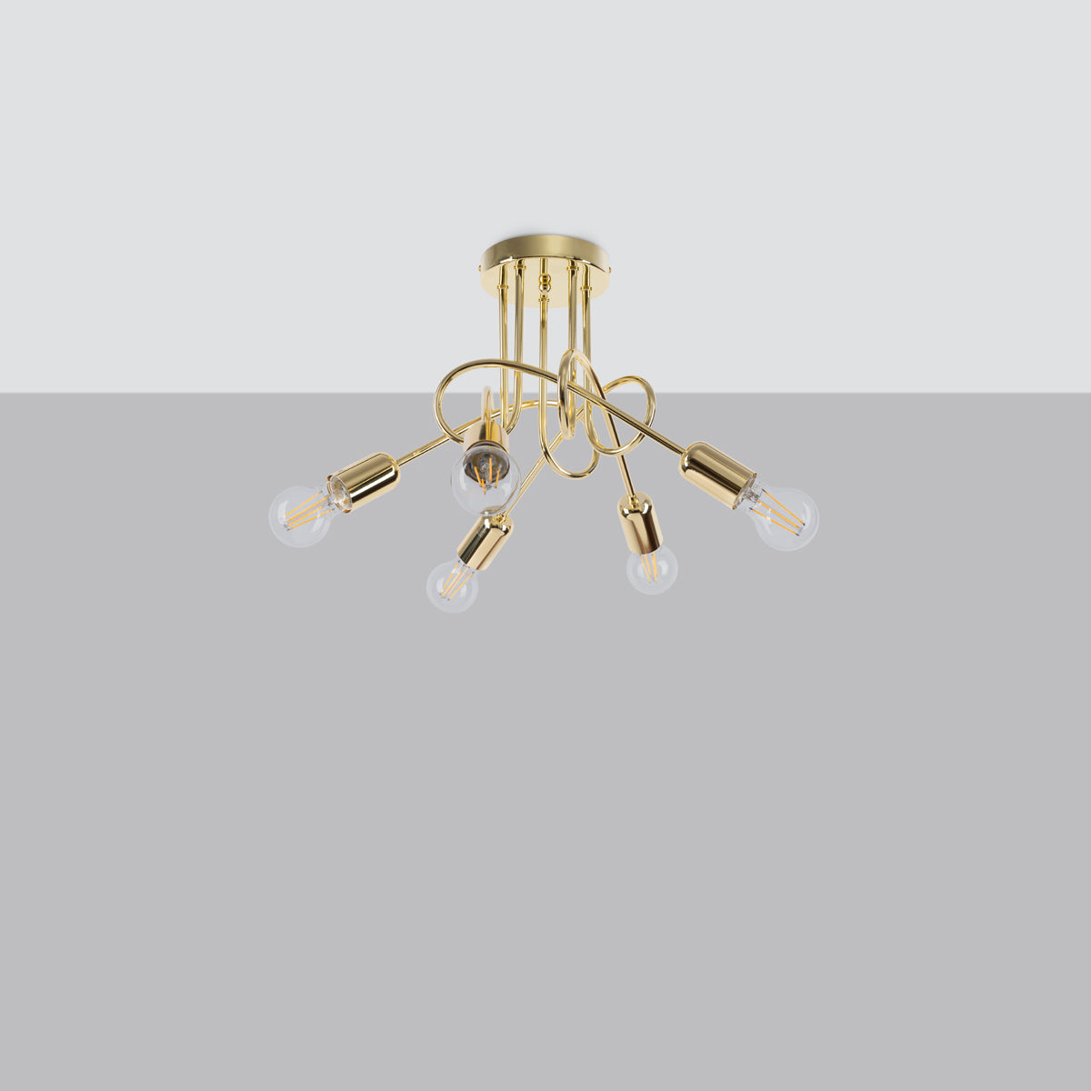 Chandelier LOOP 5 glossy gold