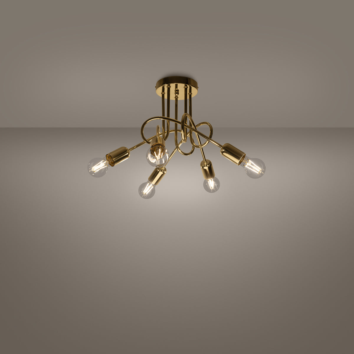 Chandelier LOOP 5 glossy gold