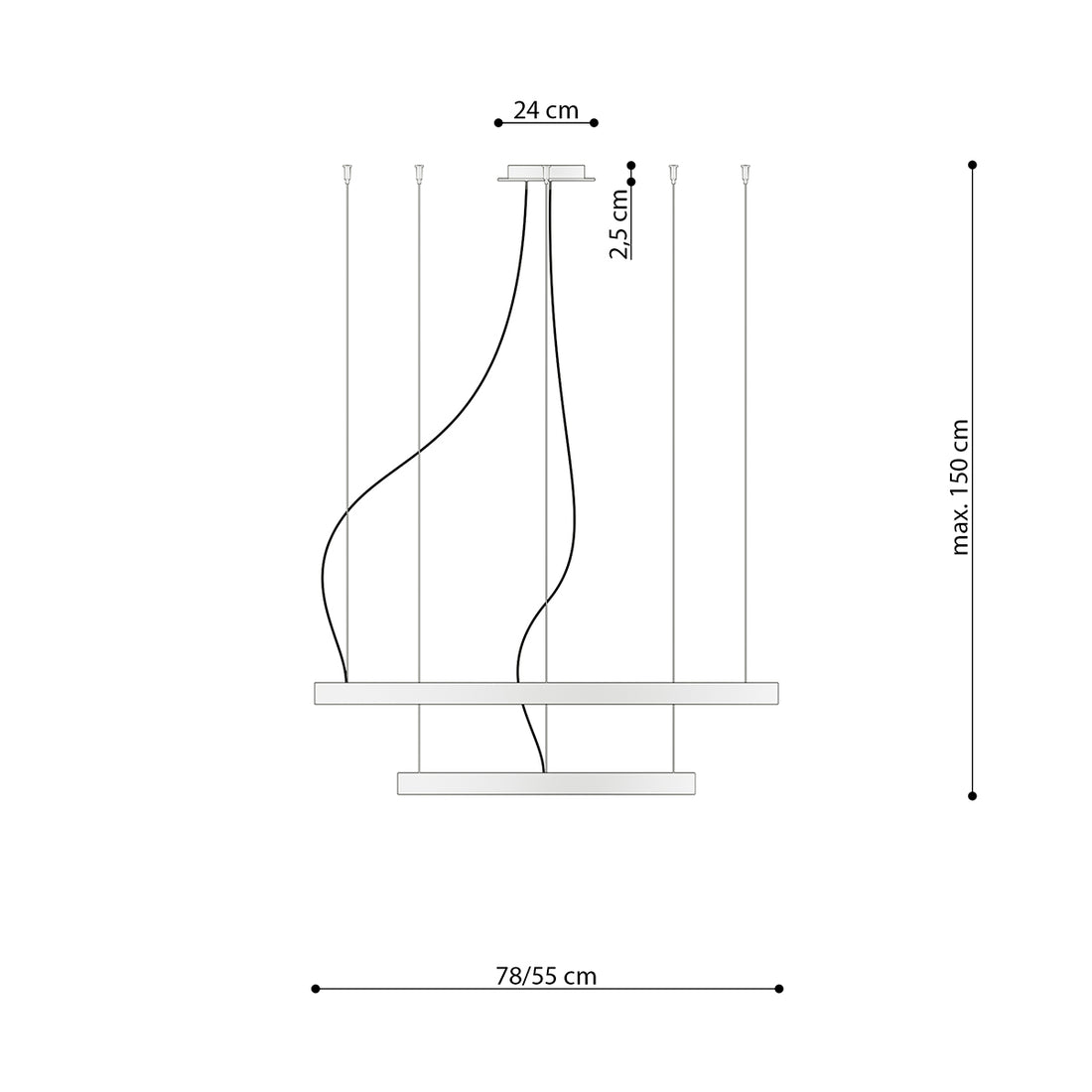 Żyrandol RIO 2 55/78 biały LED 3000K