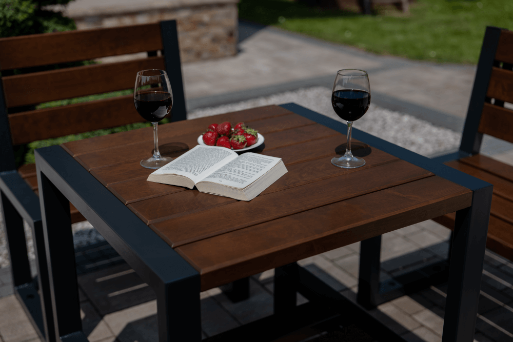 Contemporary Garden Dining Set Success 1x square table 2x chairs with a backrest - Diamond Work Sp. z o.o.