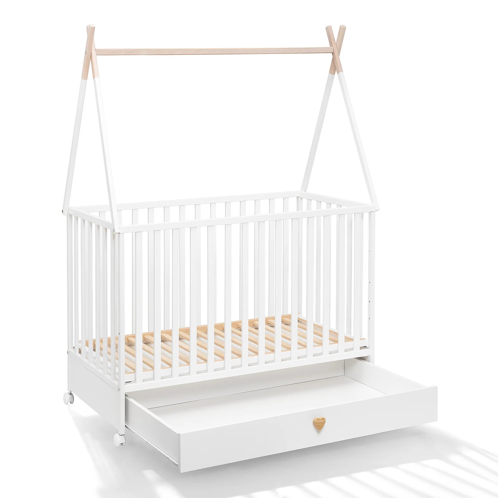 Baby Crib with Drawer & Wheels Tipi-Inspired Design - Diamond Work Sp. z o.o.