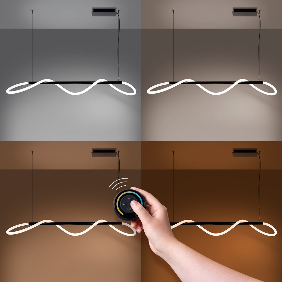 Pendant lamp GALAKSE 148 black LED 2700-6500K