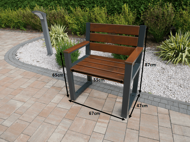 A set of modern garden furniture 1x square table  4x chairs with backrests and armrests