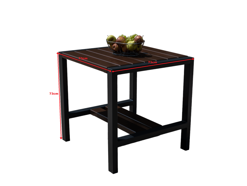 A set of modern garden furniture 1x square table  4x chairs with backrests and armrests