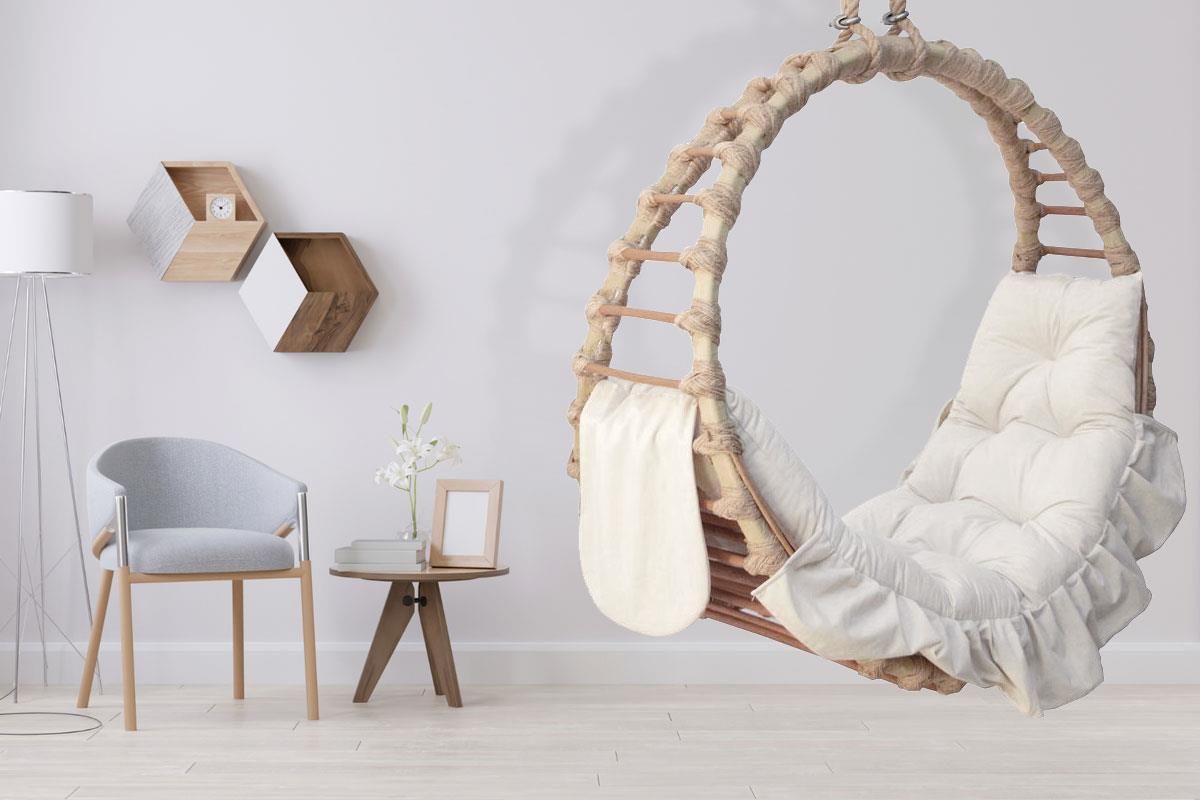 Rattan Hanging Ring Chair – Wicker Egg Design with Cushions – For Garden, Balcony & Indoor Use - Diamond Work Sp. z o.o.