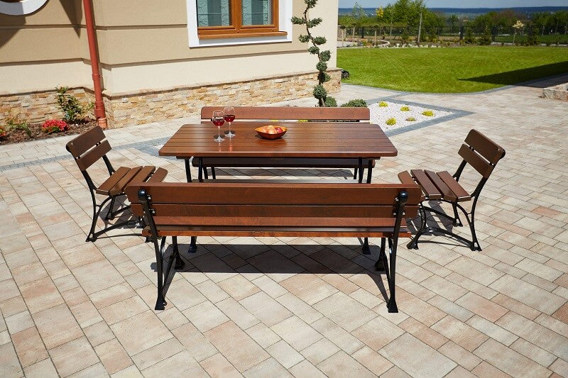 Prestige Outdoor Garden Set 1x table 2x armless benches 2x armless chairs - Diamond Work Sp. z o.o.