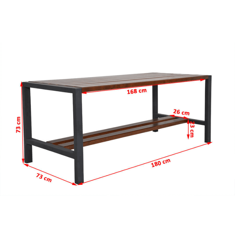 Western garden furniture - 1x table 2x benches with backrests 2x chairs with backrests