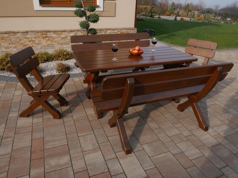 Bavarian-Style Outdoor Dining Set 1x table 2x benches 2x chairs - Diamond Work Sp. z o.o.