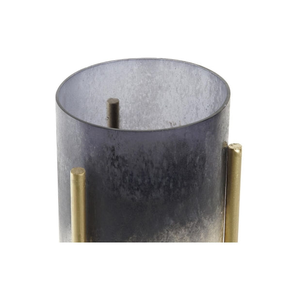 Candleholder DKD Home Decor Crystal Golden Metal Bicoloured