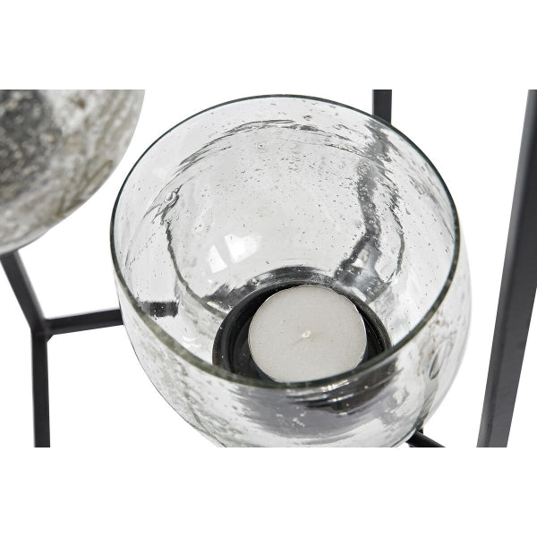Candleholder DKD Home Decor Crystal Black Transparent