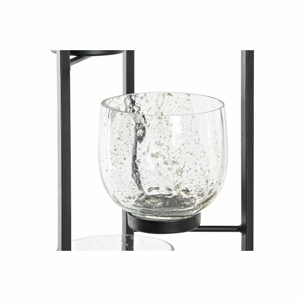 Candleholder DKD Home Decor Crystal Black Transparent