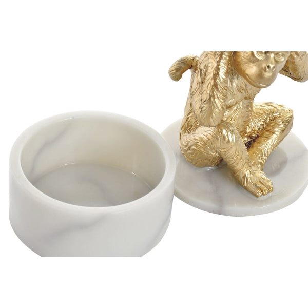 Dekoracyjna figurka DKD Home Decor Białe złote tropikalne małpy
