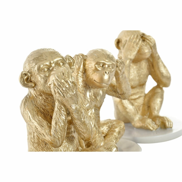 Dekoracyjna figurka DKD Home Decor Białe złote tropikalne małpy