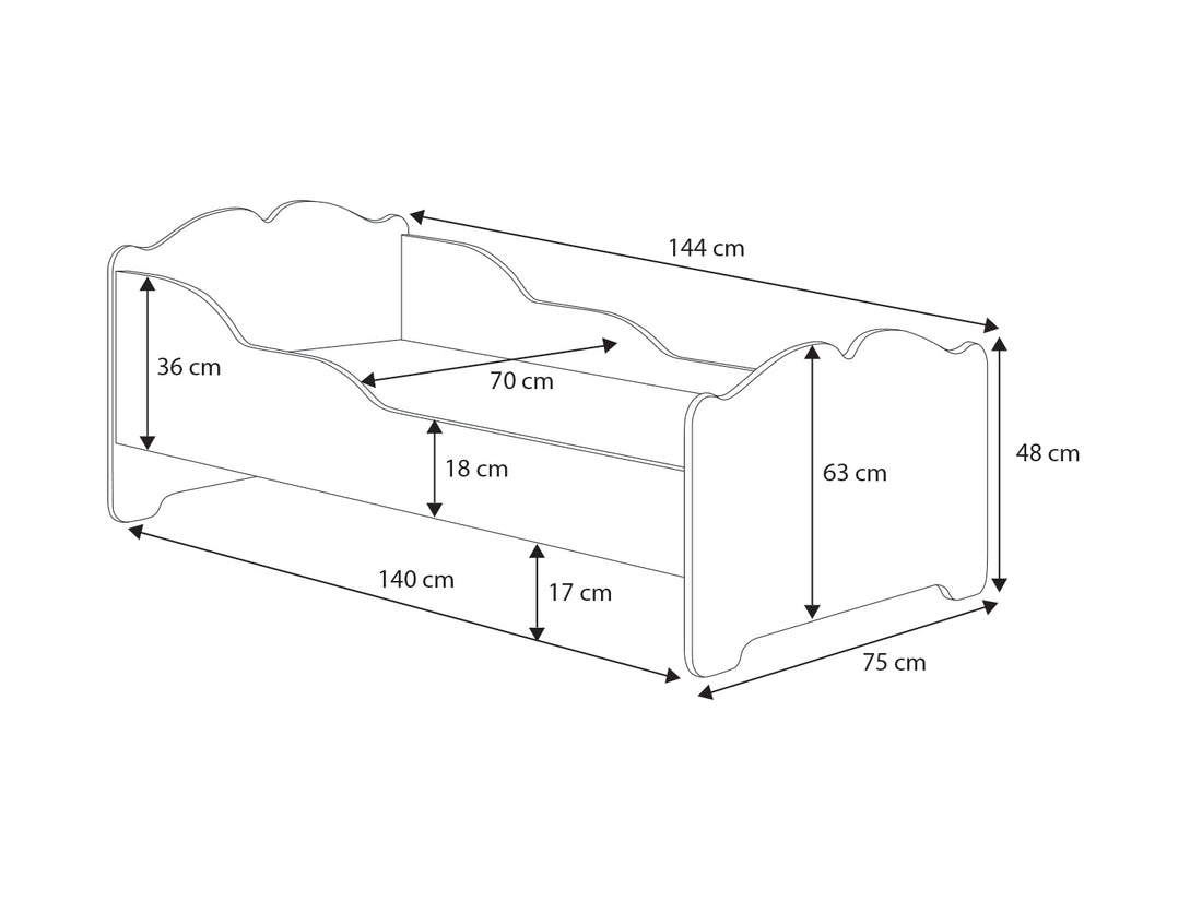Anna single bed 140x70 with drawer