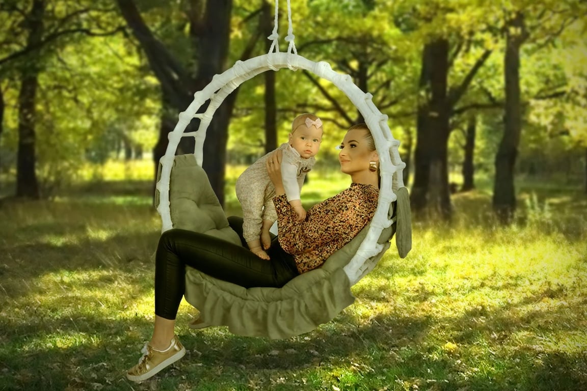 Rattan Hanging Ring Chair – Wicker Egg Design with Cushions – For Garden, Balcony & Indoor Use - Diamond Work Sp. z o.o.