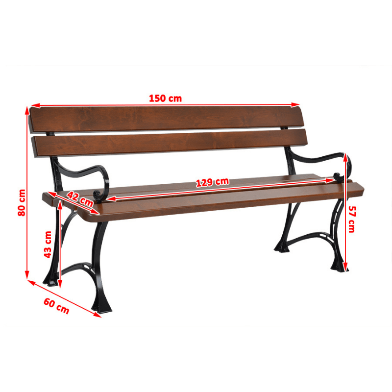 Wooden Garden 6 Seater QUEEN 4 Garden Set with armrests 1x Table 2x Bench - Diamond Work Sp. z o.o.