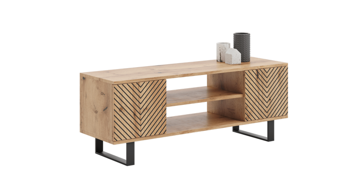 Focus loft RTV cabinet 155 cm - herringbone decor - oak craft