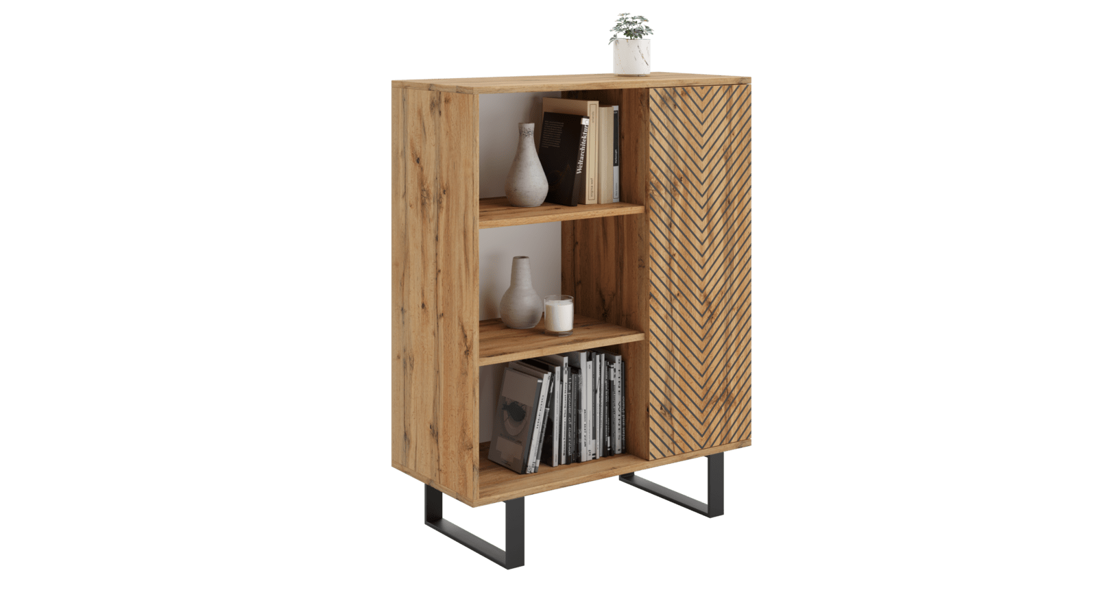 Bookcase Fondi loft oak craft - laths decor