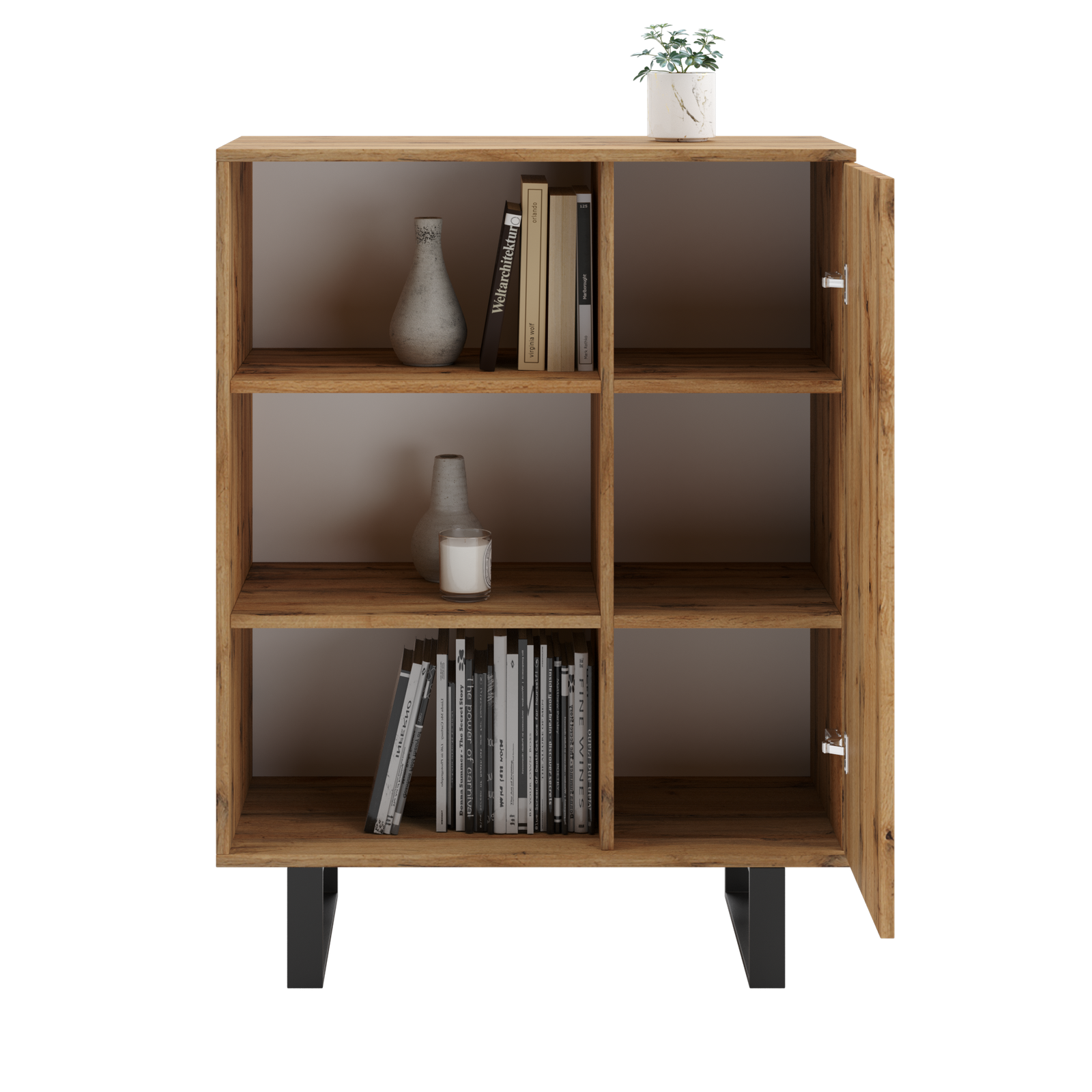 Bookcase Fondi loft oak craft - laths decor