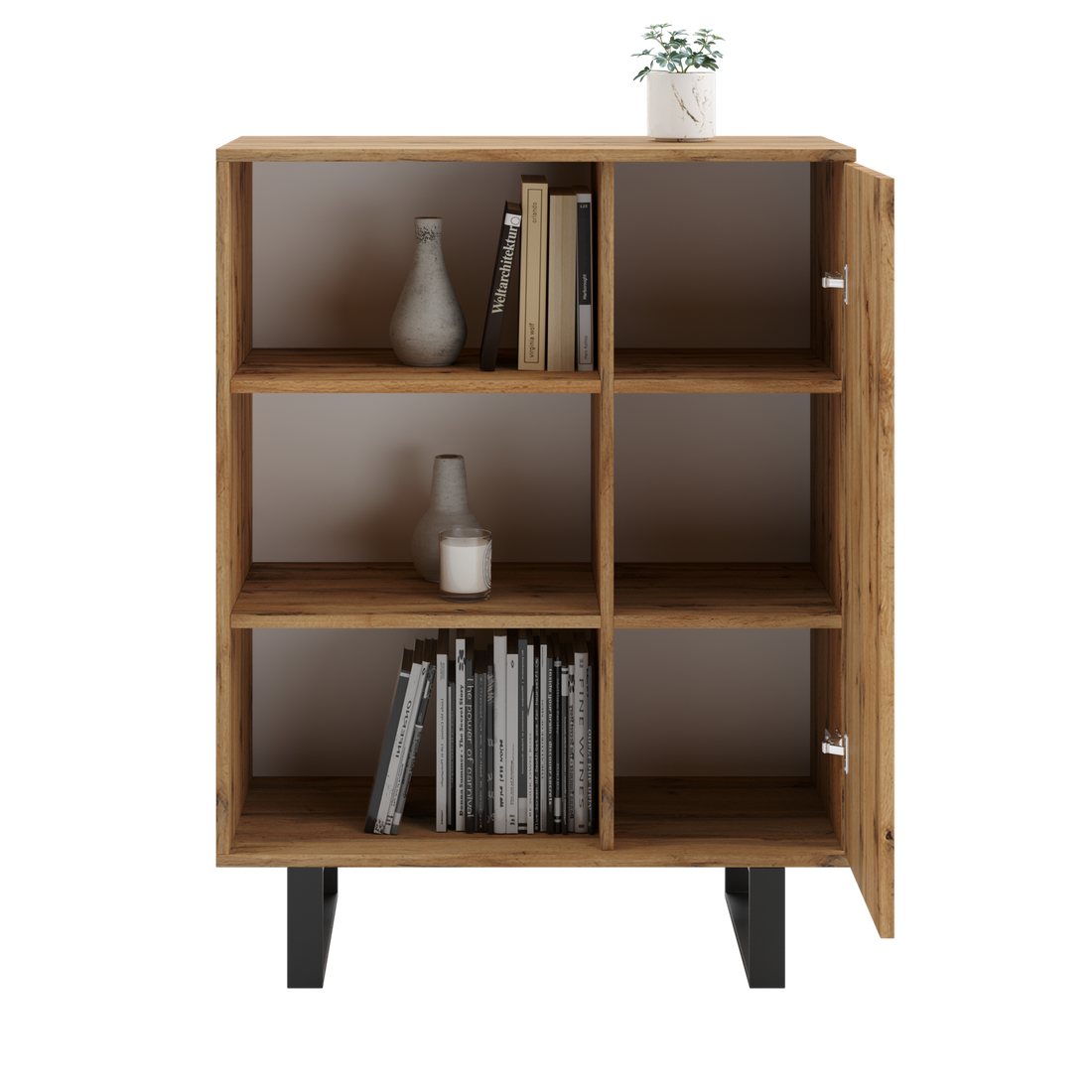 Bookcase Fondi loft oak craft - laths decor