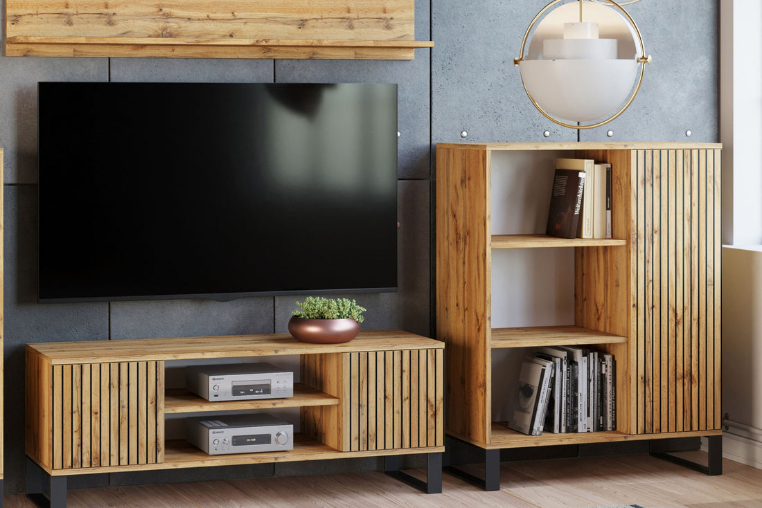 Bookcase Fondi loft oak craft - laths decor