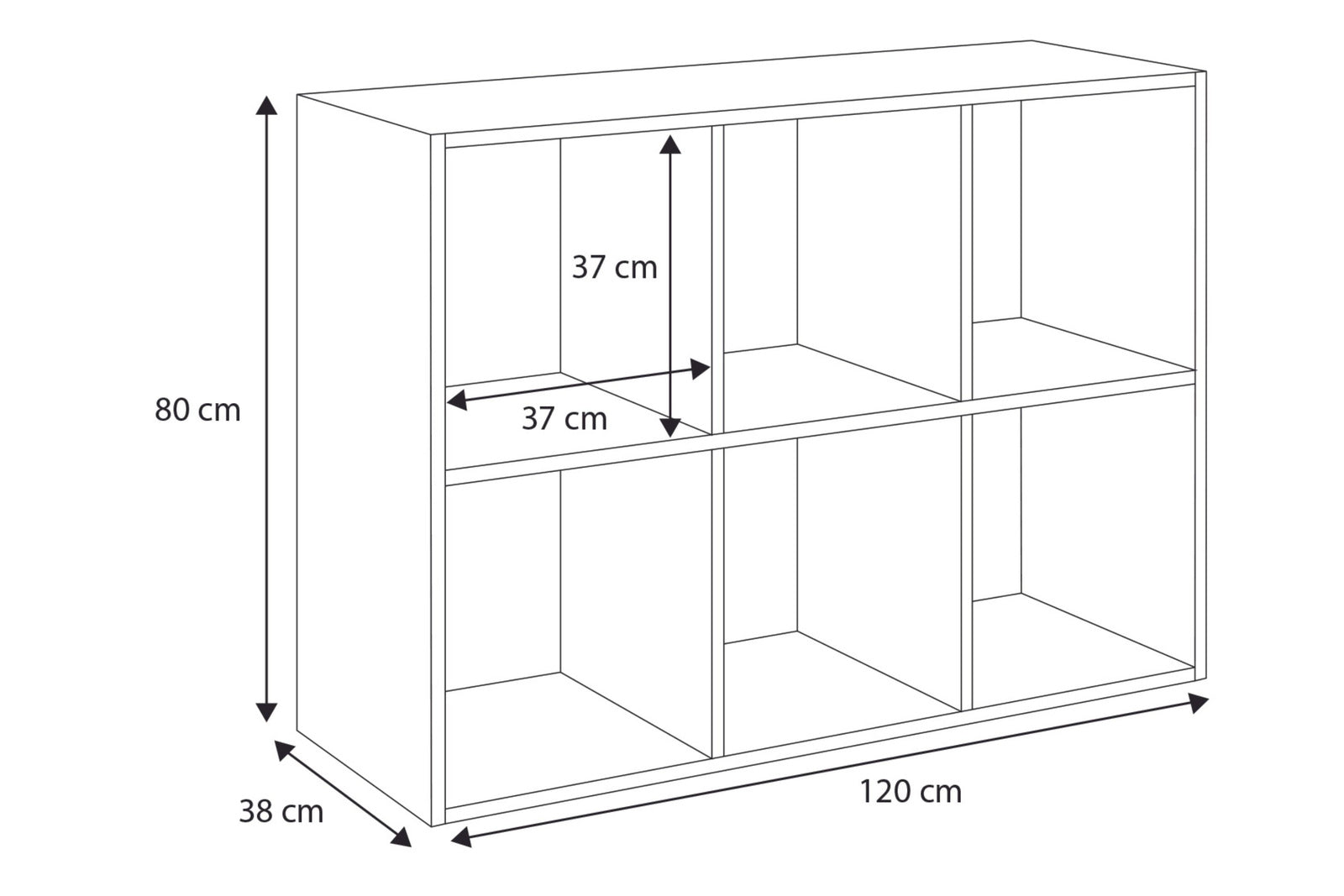 Loni bookcase 2x3 grey