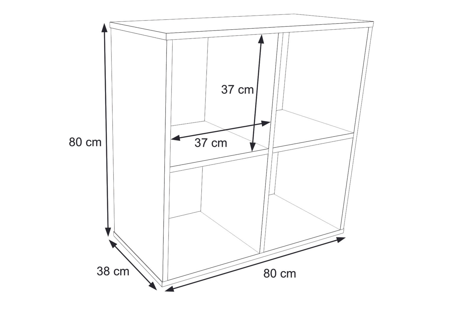 Bookcase Loni 2x2 white