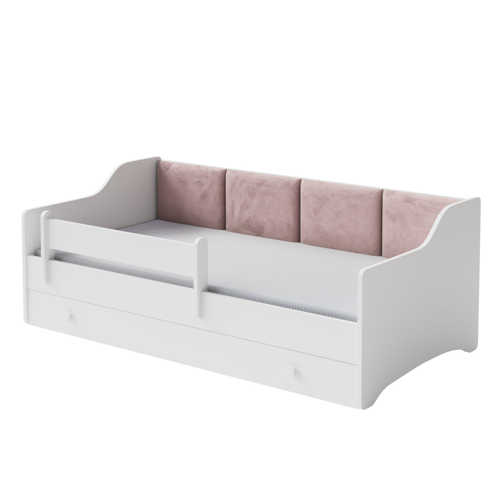 Single bed Erik 160x80 white - panel pink