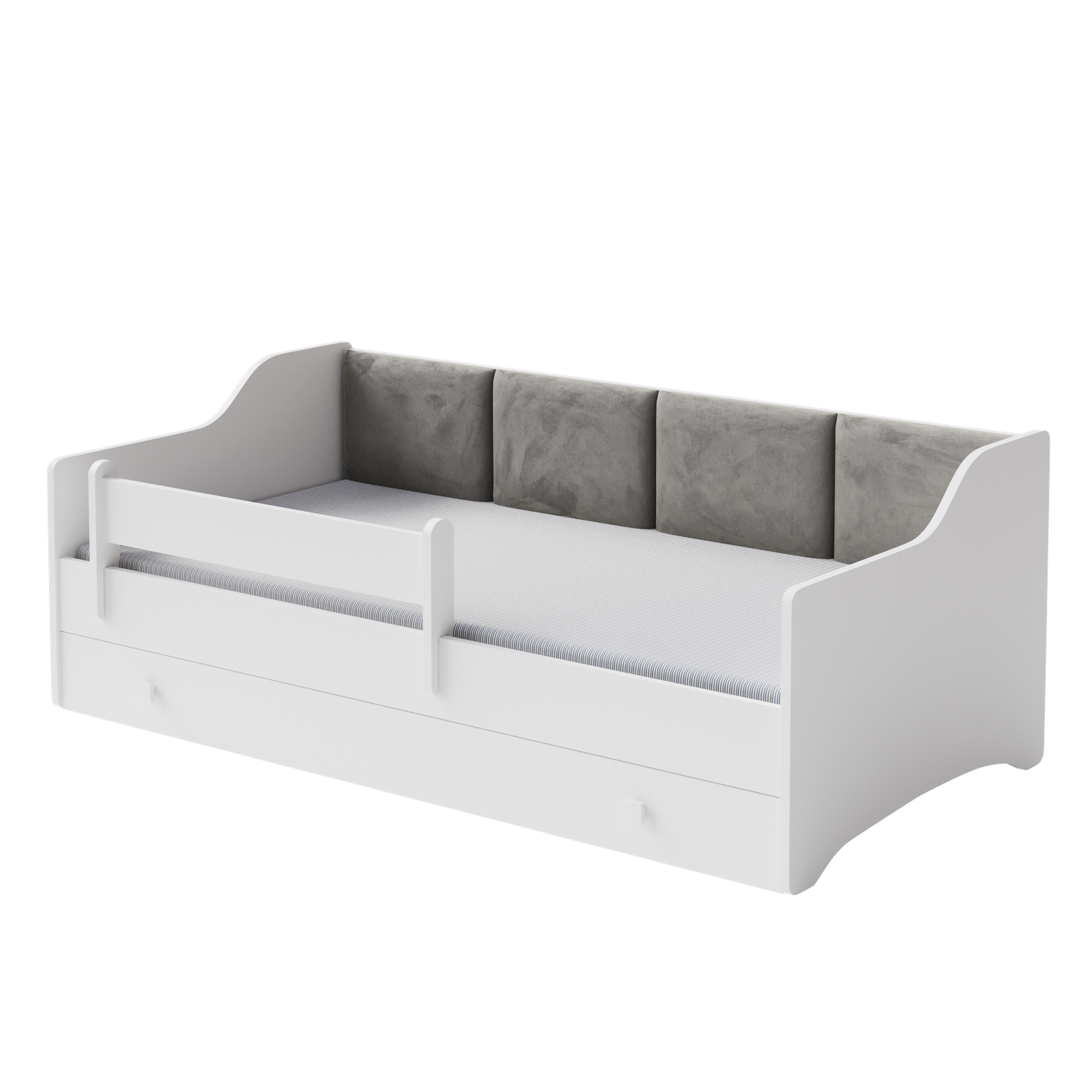 Single bed Erik 160x80 white - panel grey