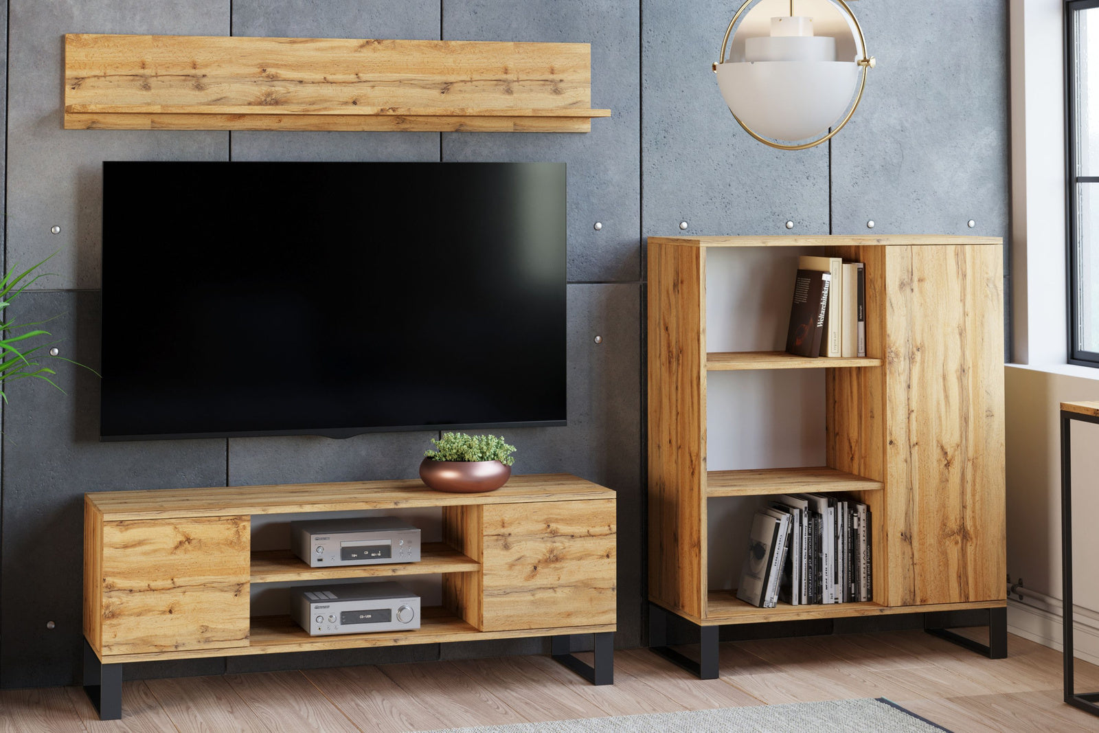 Focus RTV cabinet 135 cm - loft oak craft
