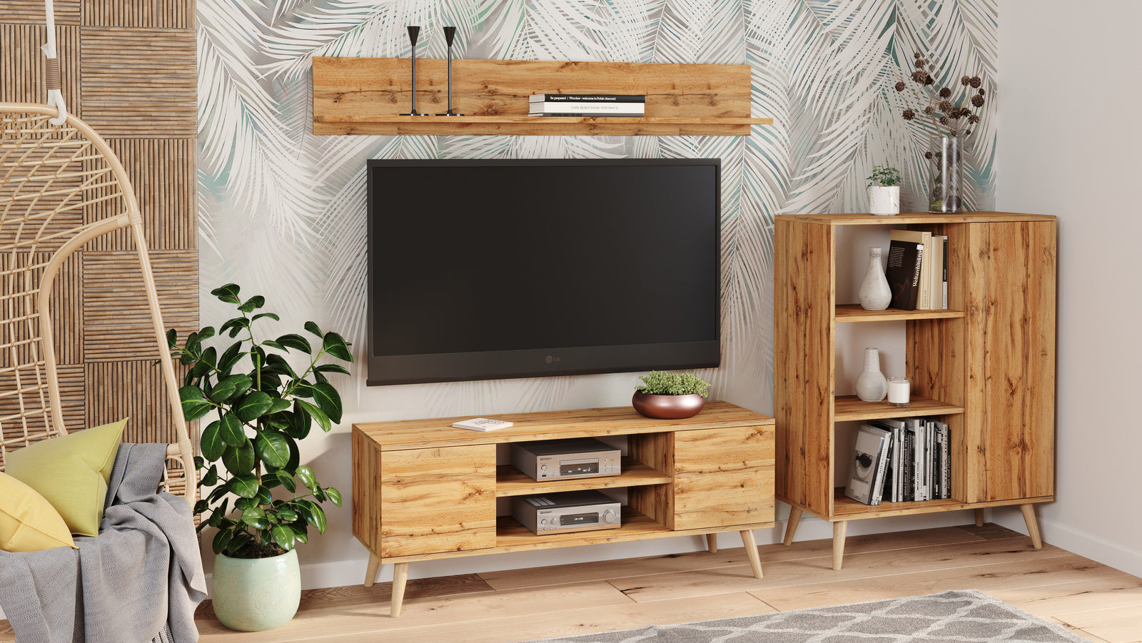 Focus RTV cabinet 135 cm oak gold craft