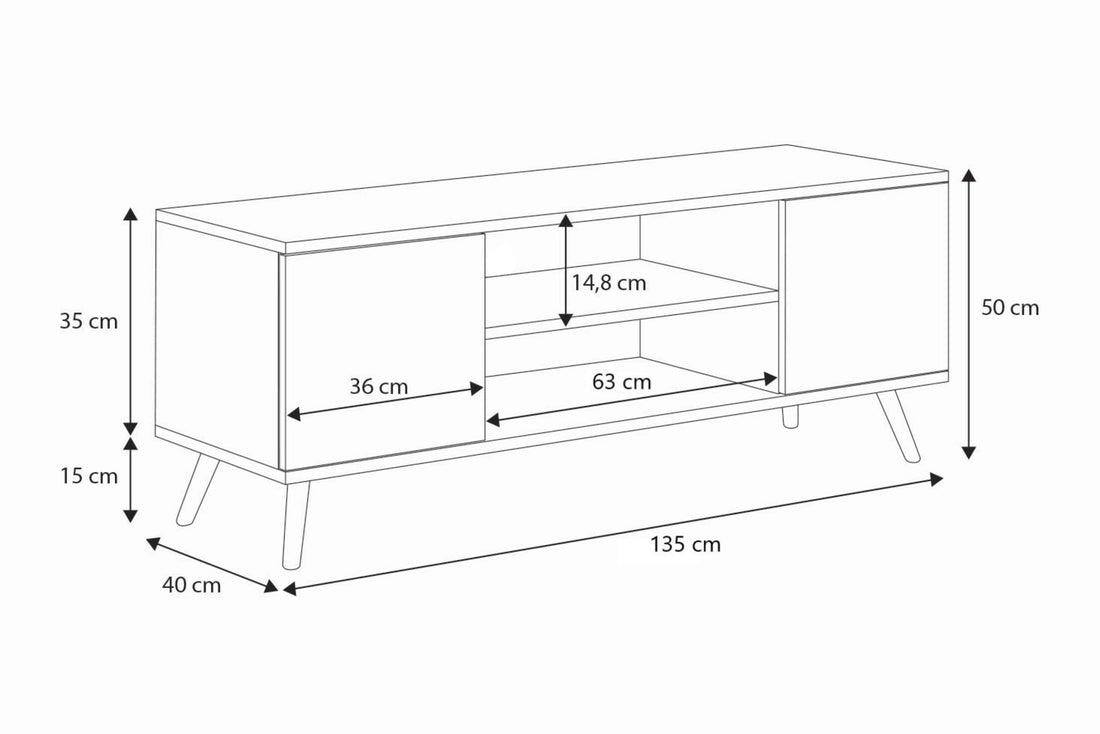 Focus RTV cabinet 135 cm oak gold Craft - white
