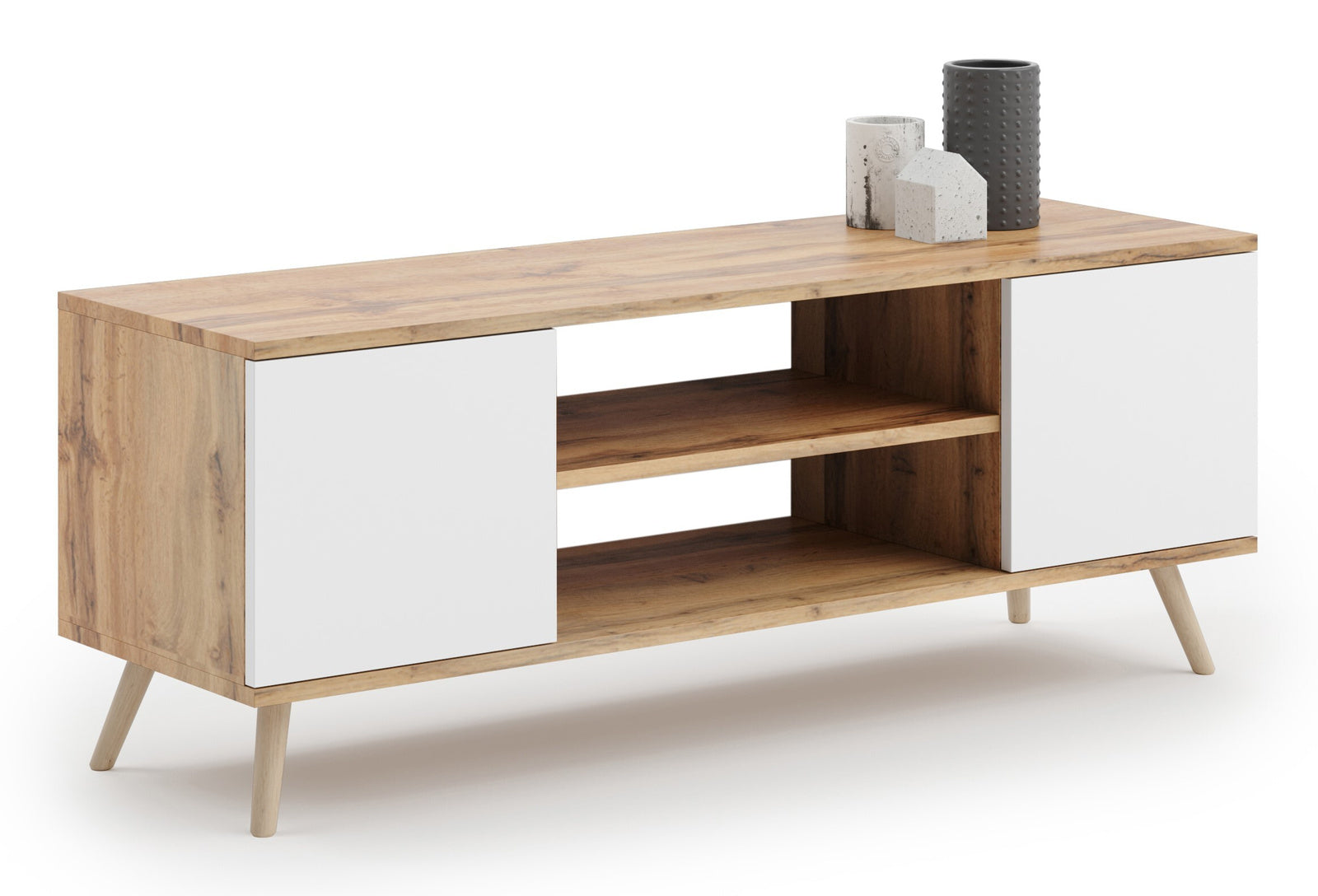 Focus RTV cabinet 135 cm oak gold Craft - white