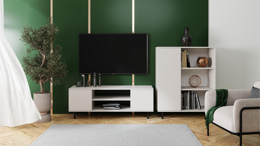 Focus cashmere RTV cabinet 135 cm - black legs