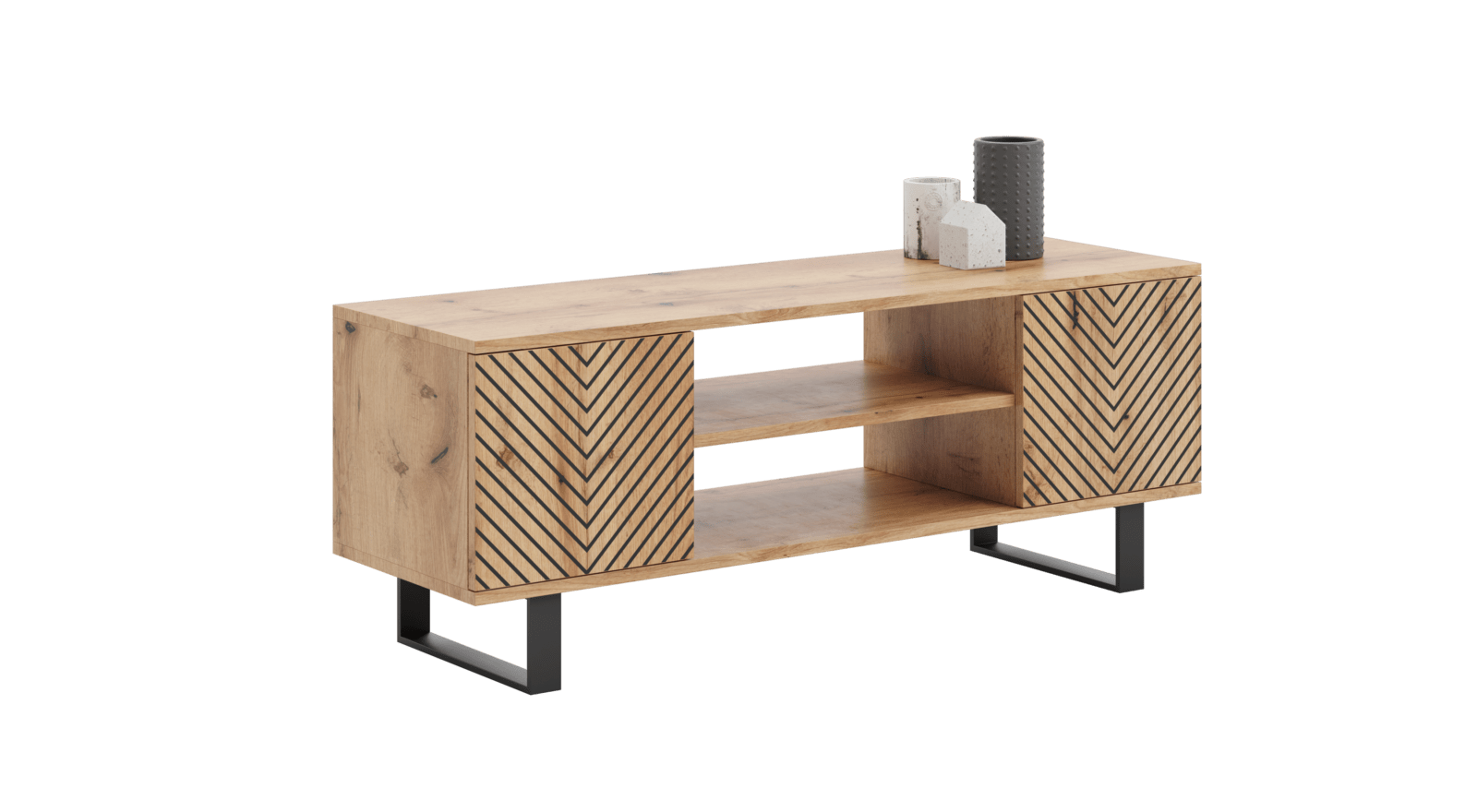 Focus loft RTV cabinet 135 cm - herringbone decor - oak craft