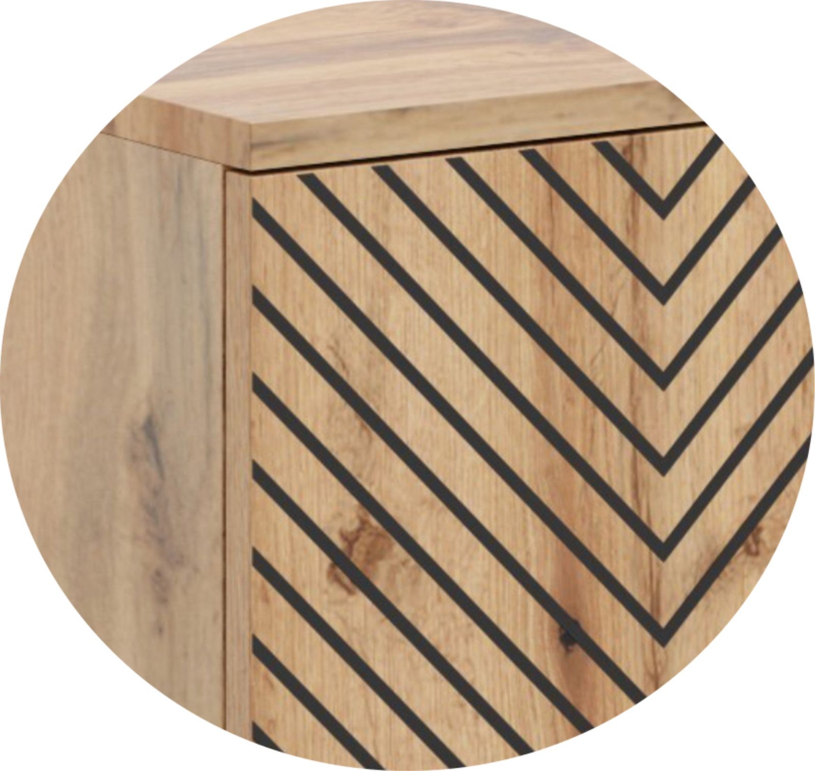 Focus loft RTV cabinet 135 cm - herringbone decor - oak craft