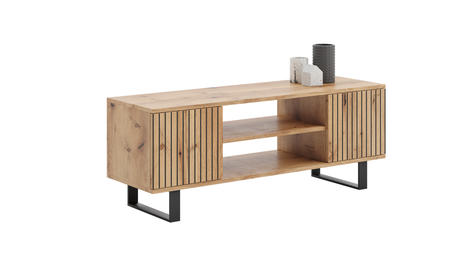 Focus loft RTV cabinet 135 cm - decor laths oak craft