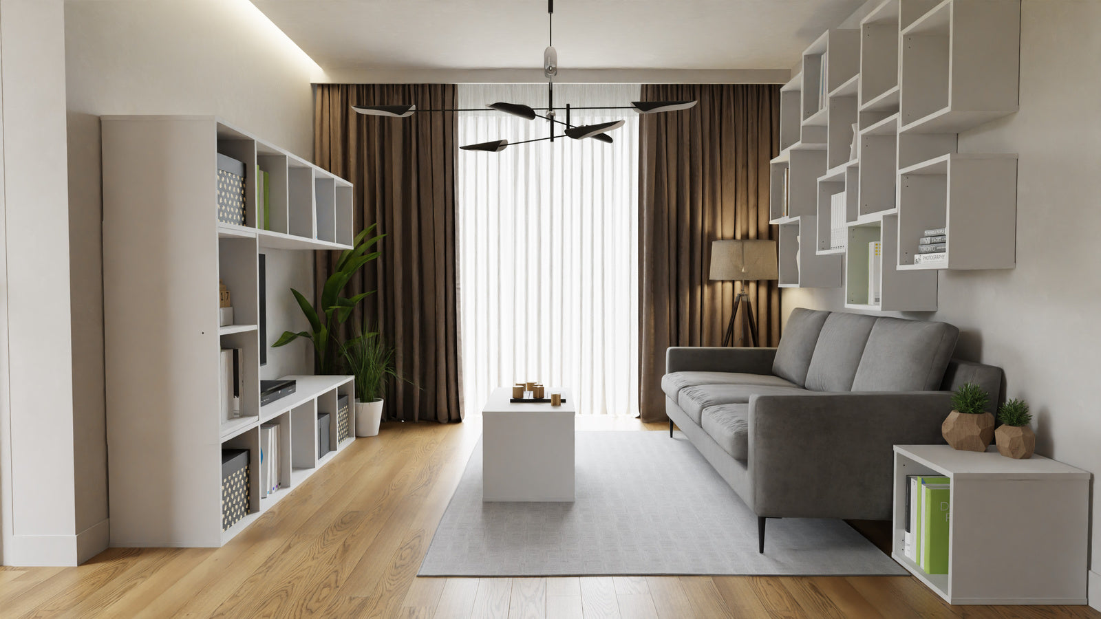 Modular bookcase MODUS 2x1 white